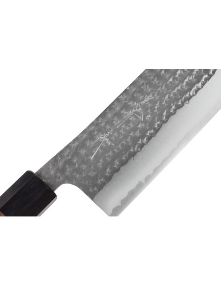 16.5 cm Handcrafted Japanese Nakiri Knife by Yu Kurosaki Kokusen AS, Hammered Finish