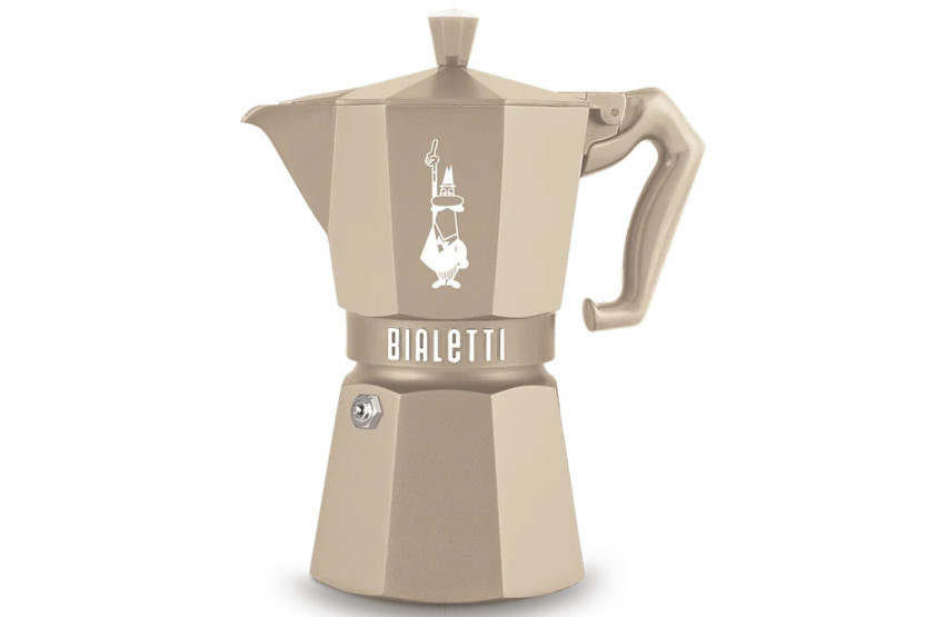 Italiaanse koffiezetter Bialetti Moka Exclusive Octagonal, inductiemodel, zandbeige