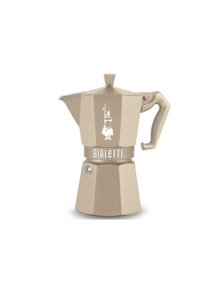 Bialetti Moka Exclusive -kahvinkeitin, kahdeksankulmainen, induktiomalli, hiekkabeige