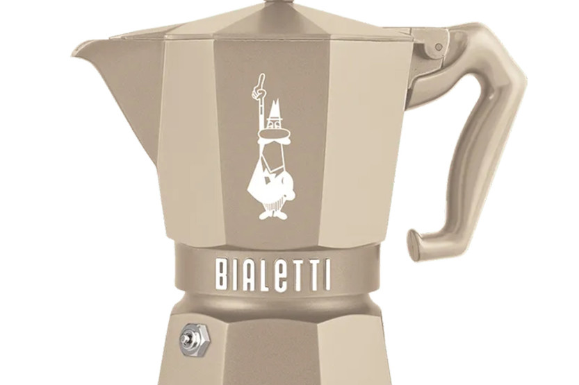 Italiaanse koffiezetter Bialetti Moka Exclusive Octagonal, inductiemodel, zandbeige