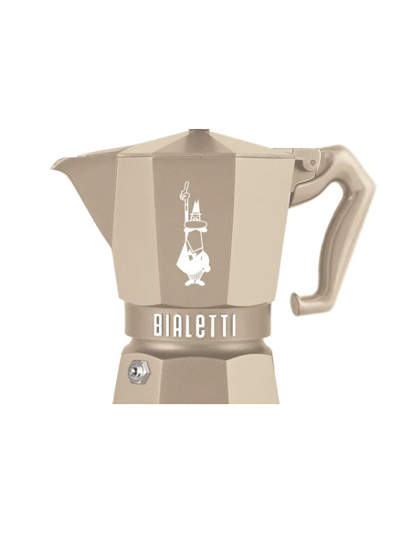 Cafetera italiana Bialetti Moka Exclusive octogonal para inducción, color beige arena