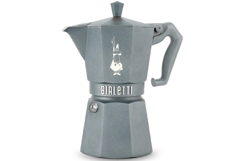 Italienische Kaffeemaschine Bialetti Moka Exclusive Octagonal, silbergrau, induktionsgeeignet