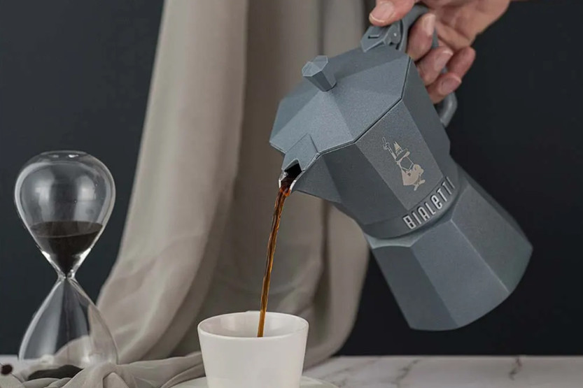 Bialetti Moka Exclusive Octagonal Induction Coffee Maker, Silver-Gray