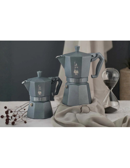 Cafetera italiana Bialetti Moka Exclusive Octagonal para inducción, color gris plateado