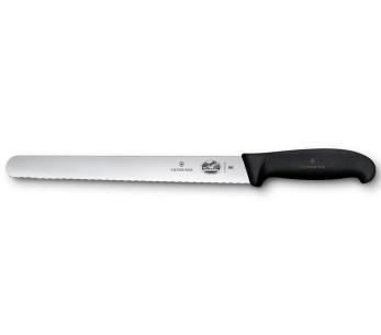 Victorinox -kinkkukirves, hammastettu terä 25 cm, musta Fibrox-kahva