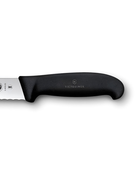 Cuchillo para jamón Victorinox con hoja dentada de 25 cm y mango Fibrox negro