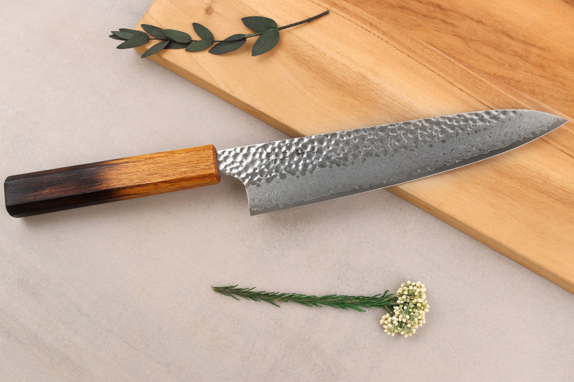 Cuchillo de chef japonés de 20 cm, acero VG10 damasceno - Wusaki Yaketa