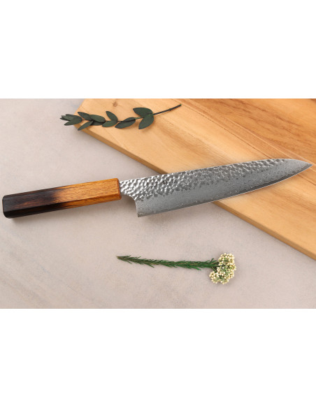 Japansk kockkniv 20 cm, VG10, damaststål – Wusaki Yaketa