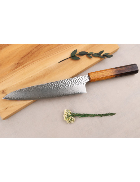 Japansk kockkniv 20 cm, VG10, damaststål – Wusaki Yaketa