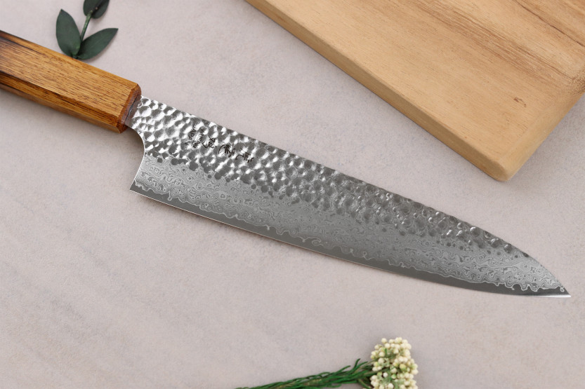 Japanisches Koch messer, 20 cm, VG10 -Damaststahl – Wusaki Yaketa