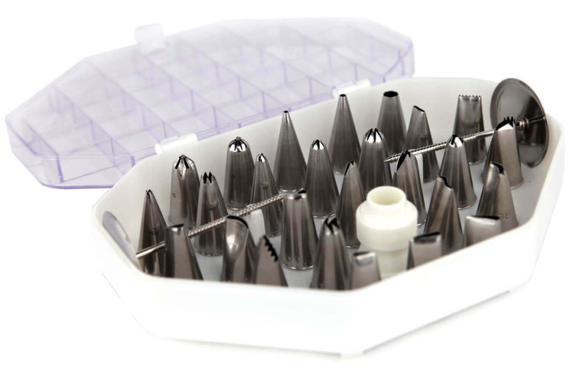Caixa de bicos de aço inoxidável para decorações delicadas - 26 ou 52 bicos