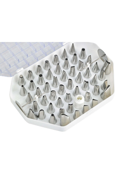 Caixa de bicos de aço inoxidável para decorações delicadas - 26 ou 52 bicos