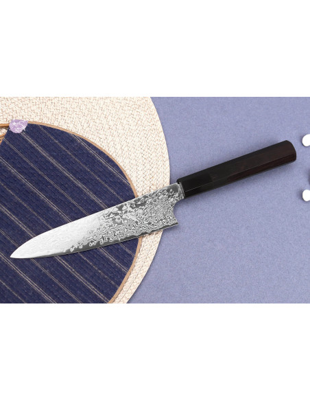 Faca universal japonesa artesanal Hatsukokoro Ginga Damas, de 15 cm, com cabo em ébano