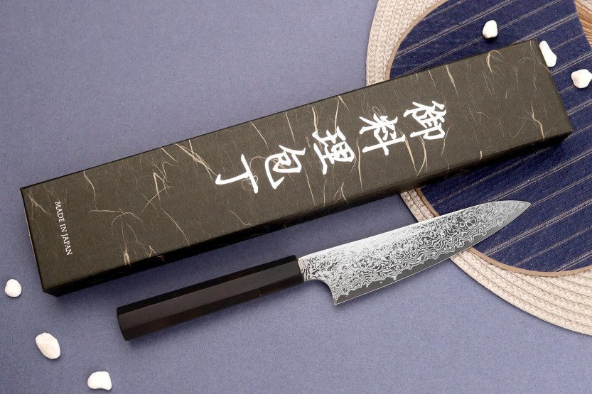 Faca universal japonesa artesanal Hatsukokoro Ginga Damas, de 15 cm, com cabo em ébano