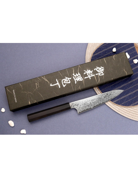 Faca universal japonesa artesanal Hatsukokoro Ginga Damas, de 15 cm, com cabo em ébano