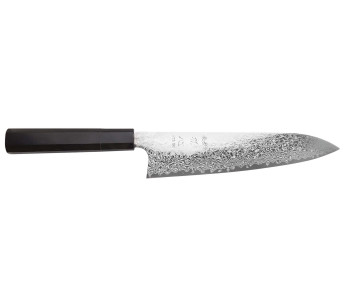 Faca de chef japonesa artesanal Hatsukokoro Ginga Damas, de 21 cm, com cabo em ébano
