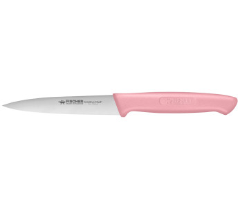 Cuchillo de cocina Fischer Creative Chef de 10 cm con mango sobremoldeado en color rosa