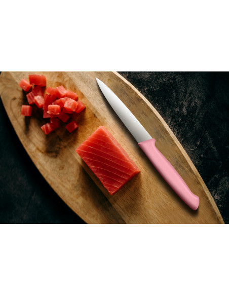 Faca de cozinha Fischer Creative Chef de 10 cm com cabo moldado na cor rosa