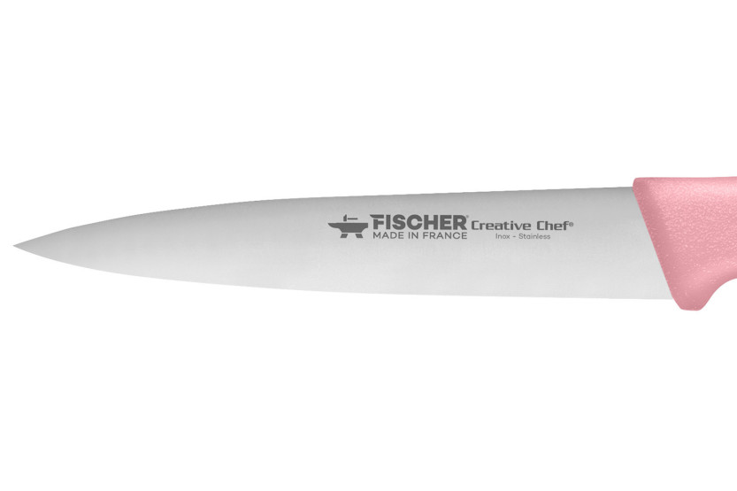 Fischer Creative Chef skalkniv, 10 cm, med rosa övergjutet handtag