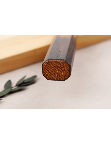 Handgemaakt Japans Bunka -mes van 15 cm, Wusaki Yaketa VG10 damaststaal met een afwerking van gebrand eikenhout