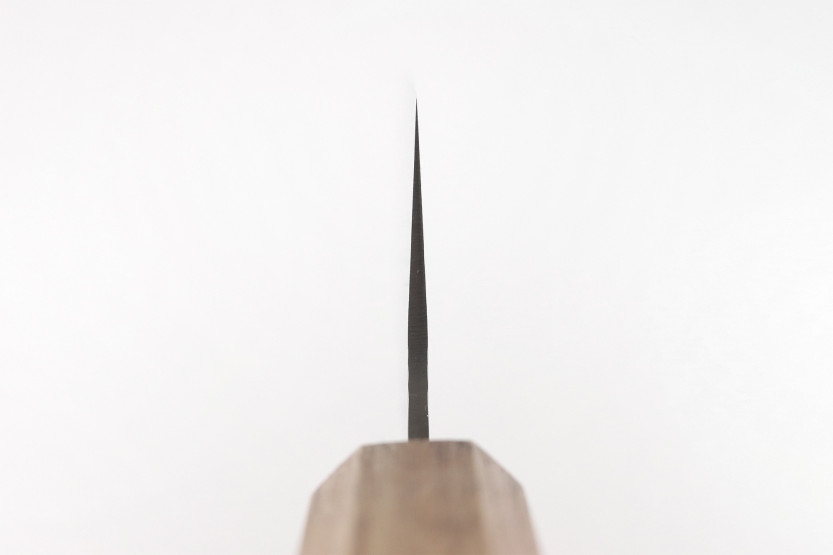 Faca nakiri japonesa artesanal Wusaki Yaketa de 17 cm, em aço VG10 damasco com acabamento em carvalho queimado