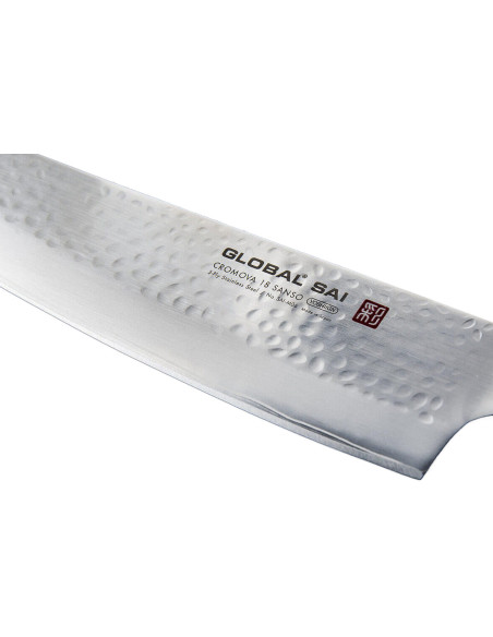 Coltello santoku giapponese Global Sai M06, lama martellata da 15 cm
