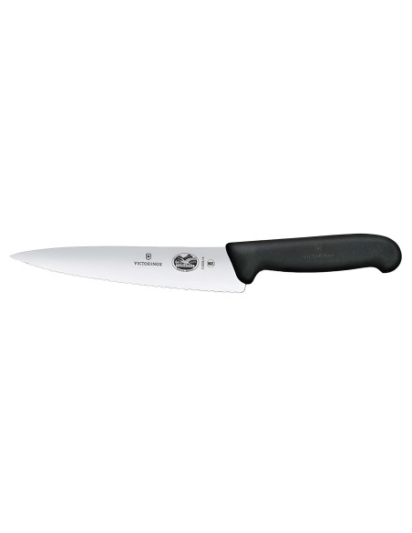 Profi-Tranchiermesser Victorinox gezahnte Klinge 19cm Fibrox schwarz 5.2033.19