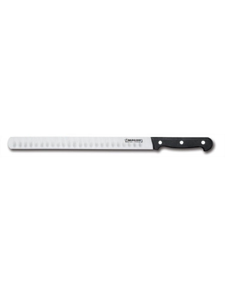 Cuchillo jamonero, alveolado, 28cm, ancho 24mm, 3 remaches Bargoin