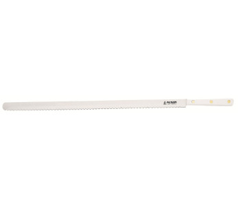 Tasoitus- ja koristeluveitsi, jossa on puolikuun muotoinen hammastettu terä 50cm
