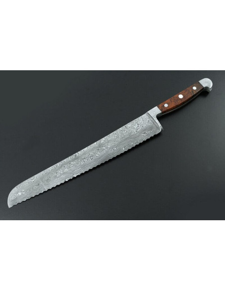 Gude 32 cm damaskus-brødkniv | Gude damaskus-kniv