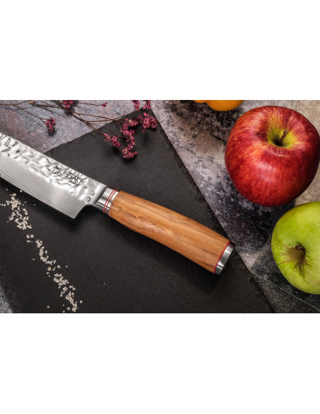 Wusaki Damascus kokki ' s veitsi 10Cr 20cm oliivipuu kahva
