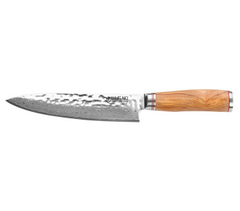 Wusaki Damascus kokki ' s veitsi 10Cr 20cm oliivipuu kahva