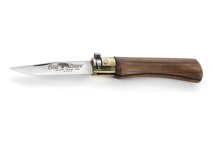 Cuchillo Old Bear hecho a mano, mango de nogal, tamaño S