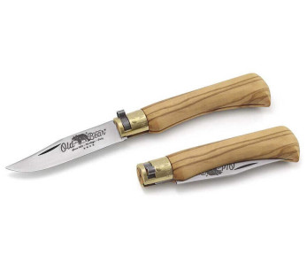 Cuchillo artesano Old Bear tamaño S mango de madera de olivo