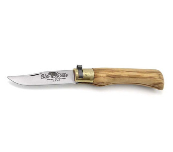 Coltello artigianale Old Bear S, lama in acciaio inossidabile di 7 cm, manico in legno d'ulivo con ghiera 2