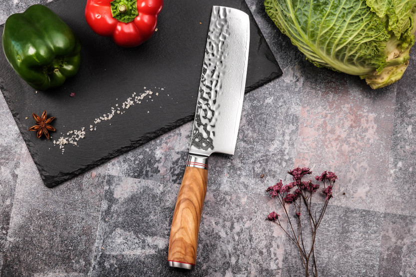 nakiri-kniv Wusaki Damas 10Cr 17cm manche en olivier