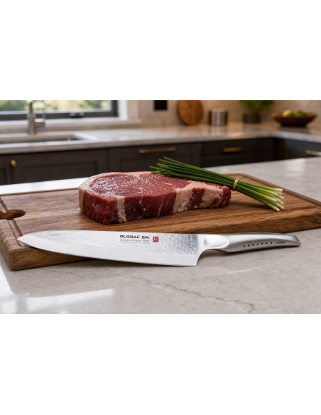 Global Sai 06 Japansk kokkekniv med hamret blad 25 cm