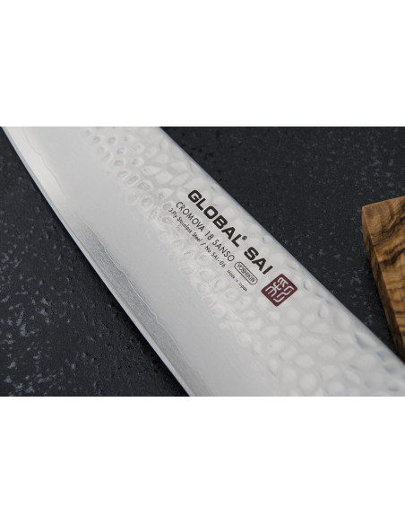 Global Sai 06 Japansk kokkekniv med hamret blad 25 cm