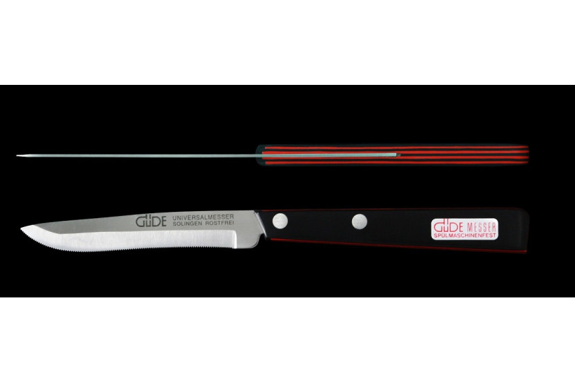 GÜDE Cuchillo de mesa universal 10cm mango microdentado negro/rojo