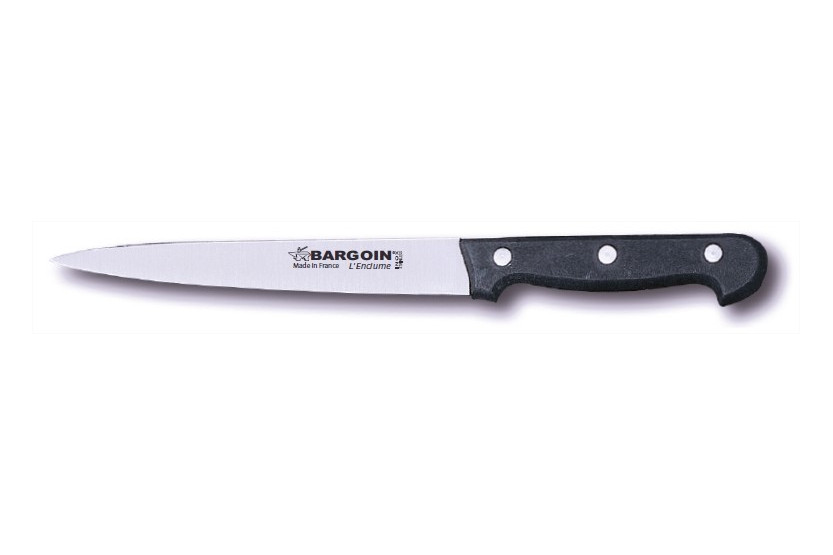 Cuchillo filetero de suela BARGOIN 20cm mango negro 3 remaches
