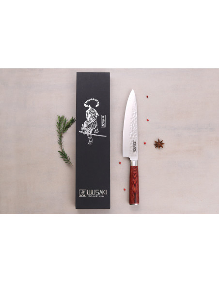 Cuchillo de cocinero Wusaki Pakka X50 20cm mango de pakkawood