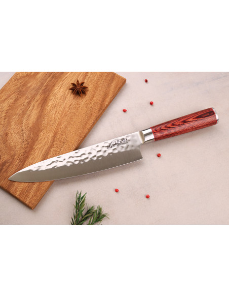 Cuchillo de cocinero Wusaki Pakka X50 20cm mango de pakkawood