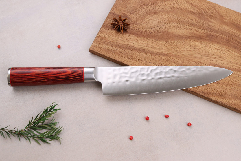 Cuchillo de cocinero Wusaki Pakka X50 20cm mango de pakkawood