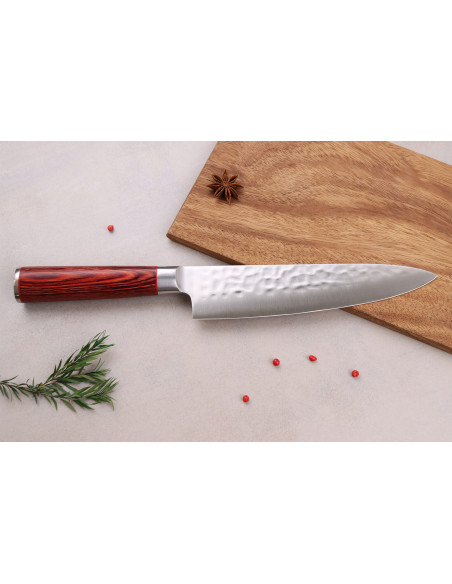 Cuchillo de cocinero Wusaki Pakka X50 20cm mango de pakkawood