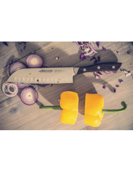 Couteau Santoku forgé Arcos Natura alvéolé 18cm palissandre