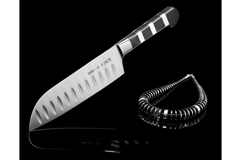 Couteau santoku forgé DICK 1905 lame alvéolée 18cm manche design