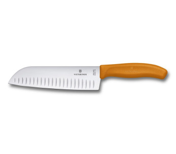 Victorinox santoku veitsi, 17cm, Granton-terä, oranssi kahva