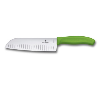 Victorinox santoku veitsi 17cm Granton terällä ja vihreällä kahvalla.