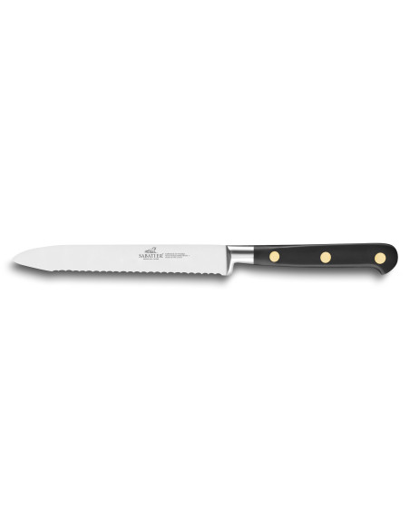 Ideal SABATIER Universalkniv 100 % rustfrit stål smedet messingnitter savtakket 12 cm
