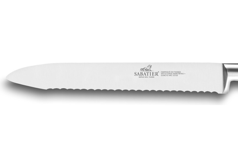 Ideal SABATIER Universalkniv 100 % rustfritt stål smidd med messingnagler, takket 12 cm
